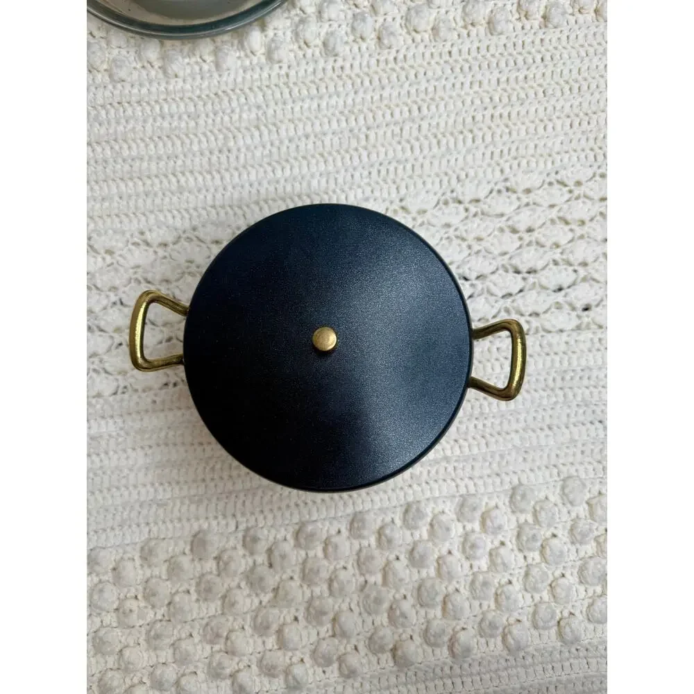 SALUTELLA COOKWARE MADE IN ITALY Mini Stock Pot with Lid Black Gold Handles